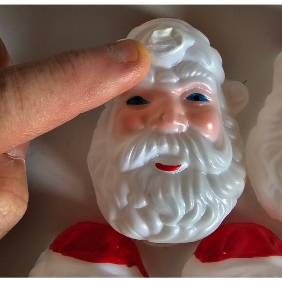 Vintage Santa Head Blow Mold Light Path Markers Yard Stakes Christmas Set Of 9 - Picture 6 of 6